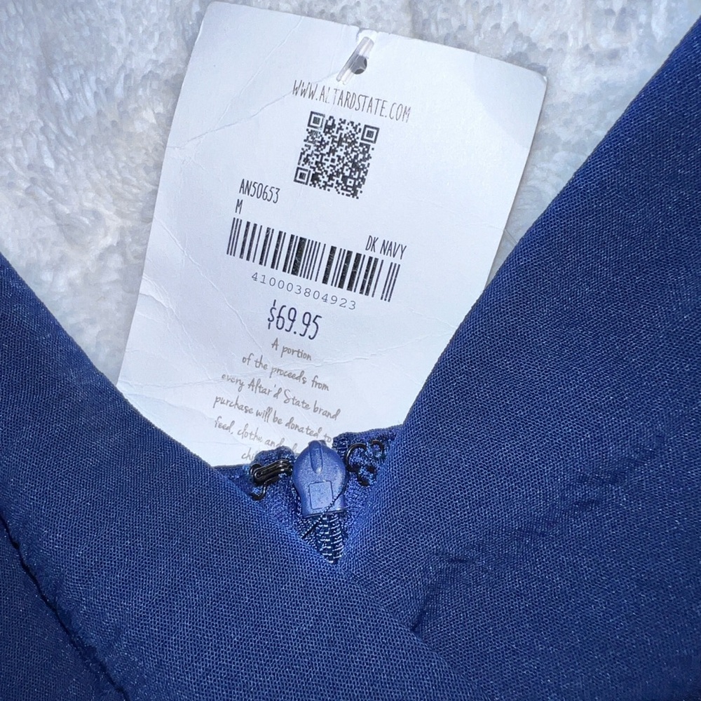 Altar'd State Navy Wrap Ruffle Mini Dress - Picture 3 of 12